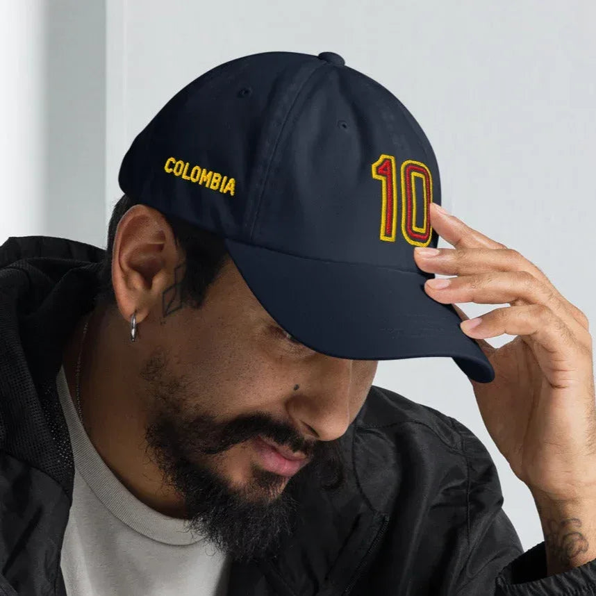 Colombia-soccer-futbol-dad-hat-navy-right-side - Country. Club. Soccer.