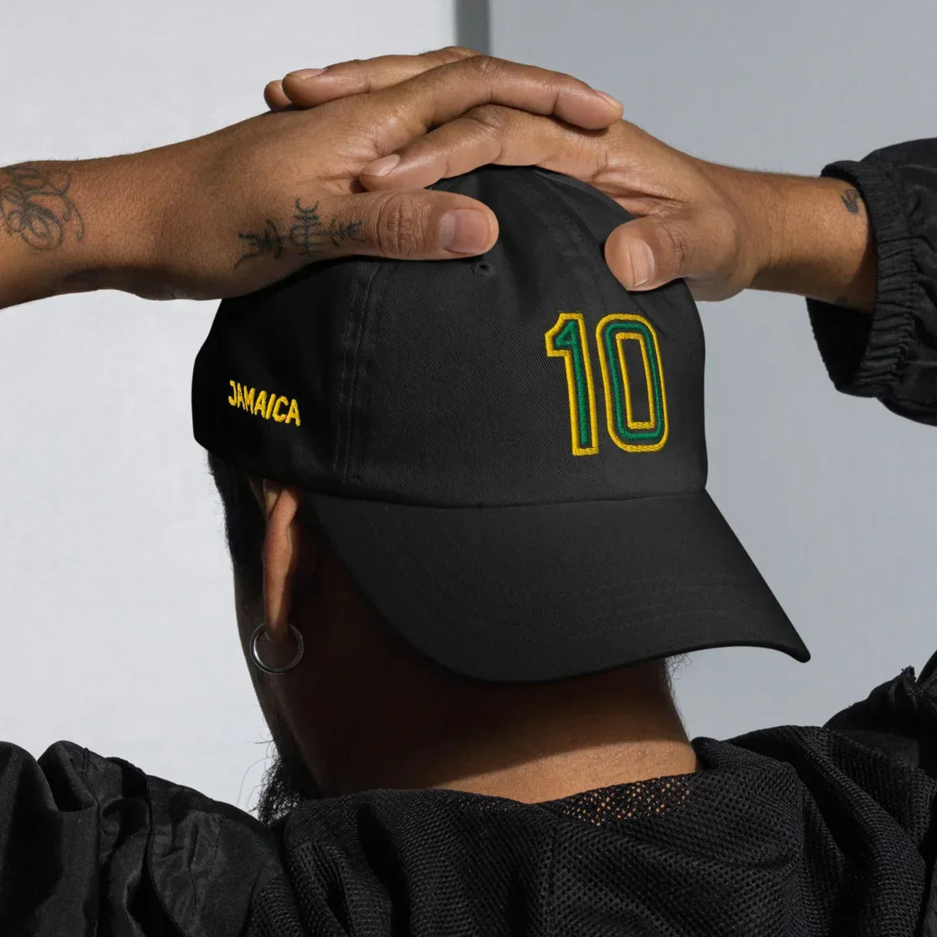 Jamaica-soccer-football-dad-hat-black - Country. Club. Soccer.