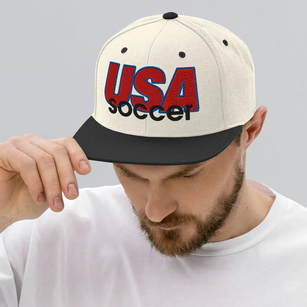 USA-snapback-soccer-hat-natural-black-front - Country. Club. Soccer.