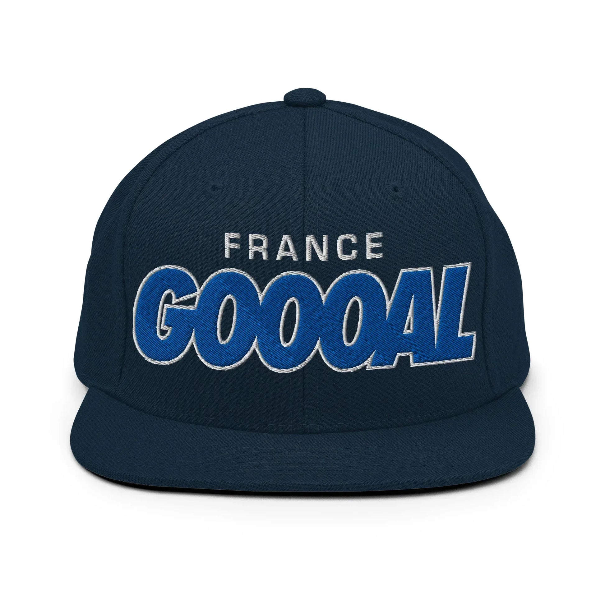 Navy blue cap with 'FRANCE GOOOAL' text on a white background