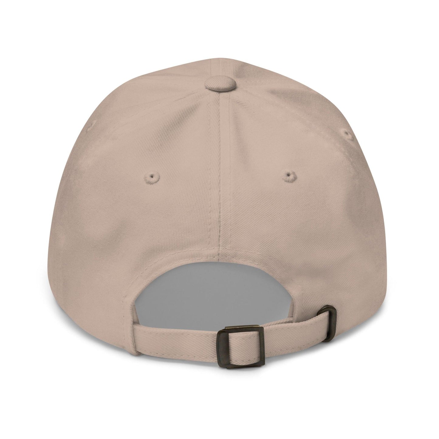 Beige hat back against a white background