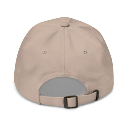 Beige hat back against a white background