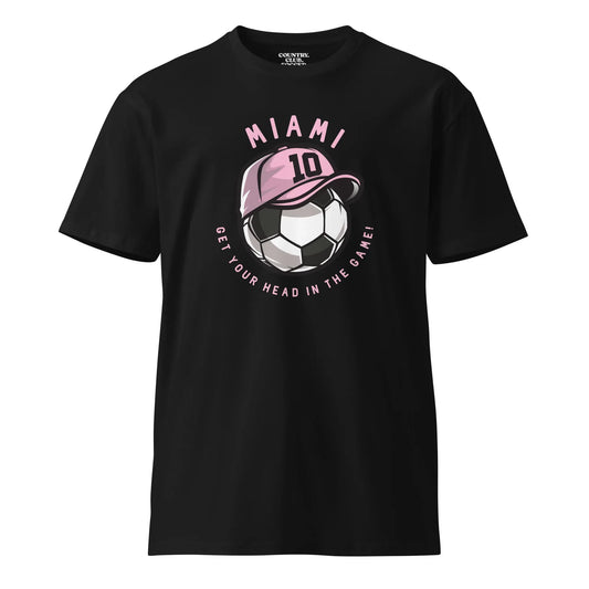Miami-soccer-premium-t-shirt-black-front - Country. Club. Soccer.