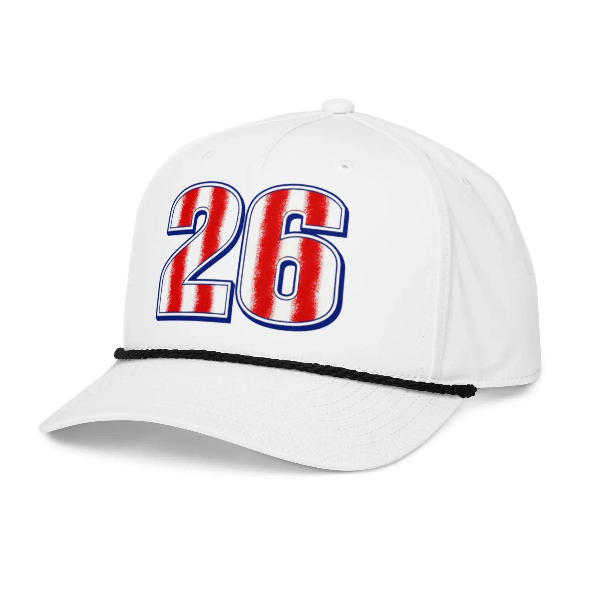 Paraguay-26-Soccer-Snapback-rope-cap-white-black-left-front-69e0197506674 - Country. Club. Soccer.