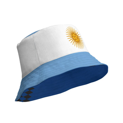 Bucket hat with a sun design on a white background